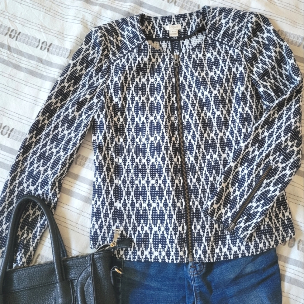EUC J. Crew Geometric Zip Blazer